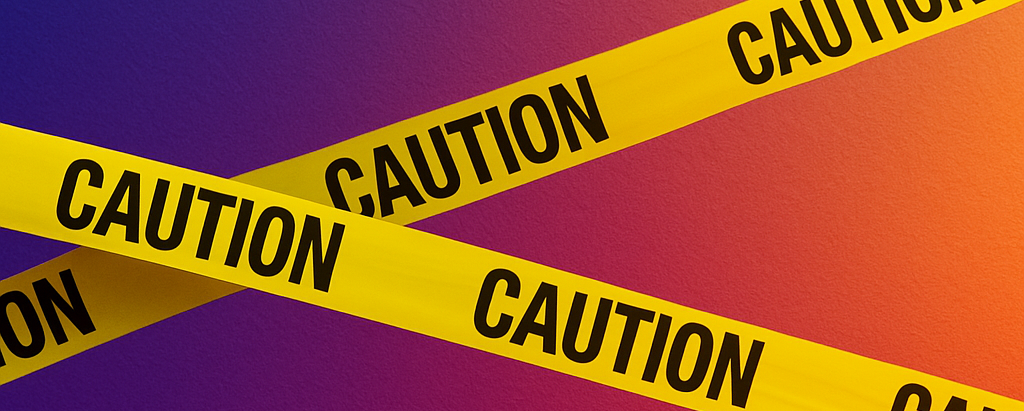 ellow and black caution tape with the words 'CAUTION' and ‘AI adoption barriers’ symbolizing the challenges and invisible barriers in AI integration.