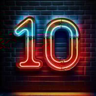 Firefly Create a photorealistic graphic of neon signage that is shaped as the numeral 10 and install-1