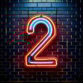 Firefly Create a photorealistic graphic of neon signage that is shaped as the numeral 2 and installe (2)-1