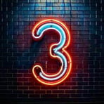 Firefly Create a photorealistic graphic of neon signage that is shaped as the numeral 3 and installe-1