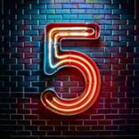 Firefly Create a photorealistic graphic of neon signage that is shaped as the numeral 5 and installe (1)-1