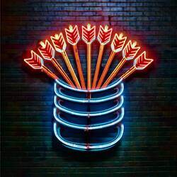Firefly Create a photorealistic graphic of neon signage that is shaped like a quiver of arrows insta-1